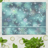 Hübsche Schneeflocken Muster Aquamarin ID846 Geschirrtuch (Gefaltet)