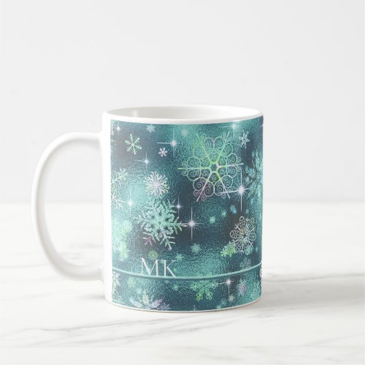 Hübsche Schneeflocken Muster Aquamarin ID846 Kaffeetasse (Links)