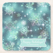 Hübsche Schneeflocken Muster Aquamarin ID846 Rechteckiger Pappuntersetzer (Vorderseite)