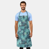 Hübsche Schneeflocken Muster Aquamarin ID846 Schürze (Getragen)