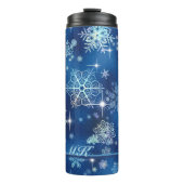 Hübsche Schneeflocken Muster Blau ID846 Thermosbecher (Vorderseite)