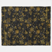 Hübsche Schneeflocken Muster Gold/Schwarz ID846 Fleecedecke (Vorderseite (Horizontal))