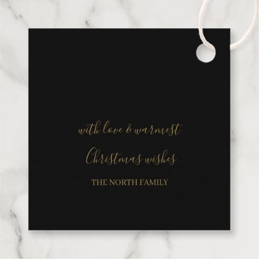 Hübsche Schneeflocken Muster Gold/Schwarz ID846 Geschenkanhänger (Rückseite)