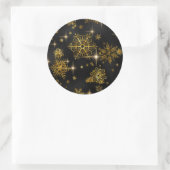 Hübsche Schneeflocken Muster Gold/Schwarz ID846 Runder Aufkleber (Tasche)