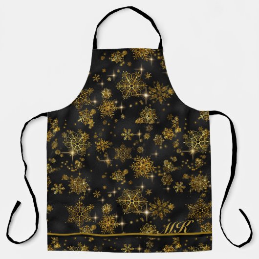 Hübsche Schneeflocken Muster Gold/Schwarz ID846 Schürze (Vorderseite)