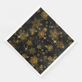 Hübsche Schneeflocken Muster Gold/Schwarz ID846 Serviette (Ecke)