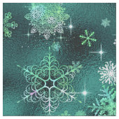 Hübsche Schneeflocken Muster Green ID846 Fabric Stoff (Nahaufnahme)