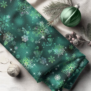 Hübsche Schneeflocken Muster Green ID846 Fabric Stoff