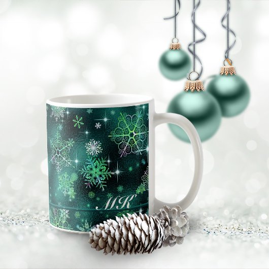 Hübsche Schneeflocken Muster Green ID846 Kaffeetasse