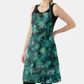 Hübsche Schneeflocken Muster Green ID846 Schürze (InSitu)