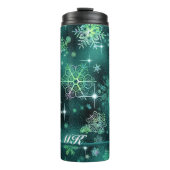 Hübsche Schneeflocken Muster Green ID846 Thermosbecher (Vorderseite)