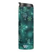 Hübsche Schneeflocken Muster Green ID846 Thermosbecher (Nach rechts gedreht)