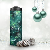 Hübsche Schneeflocken Muster Green ID846 Thermosbecher