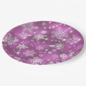 Hübsche Schneeflocken Muster Orchid Pink ID846 Pappteller (Schrägansicht)