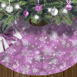 Hübsche Schneeflocken Muster Orchid Pink ID846 Polyester Weihnachtsbaumdecke