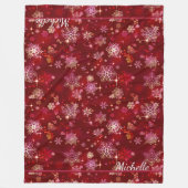 Hübsche Schneeflocken Muster Red ID846 Fleecedecke (Vorderseite)