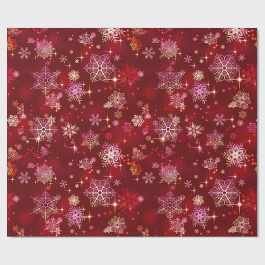 Hübsche Schneeflocken Muster Red ID846 Geschenkpapier (Flach)