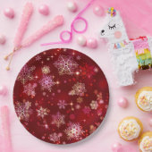 Hübsche Schneeflocken Muster Red ID846 Pappteller (Party)
