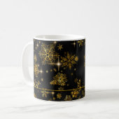 Hübsche Schneeflocken-Muster Schwarz/Gold-ID846 Kaffeetasse (Vorderseite Links)