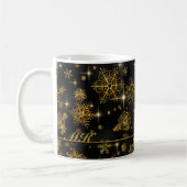 Hübsche Schneeflocken-Muster Schwarz/Gold-ID846 Kaffeetasse (Links)
