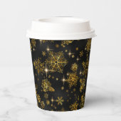 Hübsche Schneeflocken-Muster Schwarz/Gold-ID846 Pappbecher (Rückseite)