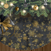 Hübsche Schneeflocken-Muster Schwarz/Gold-ID846 Polyester Weihnachtsbaumdecke