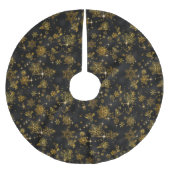 Hübsche Schneeflocken-Muster Schwarz/Gold-ID846 Polyester Weihnachtsbaumdecke (Vorderseite)
