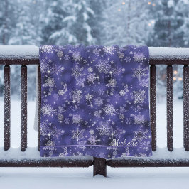 Hübsche Schneeflocken Pattern Violet ID846 Fleecedecke