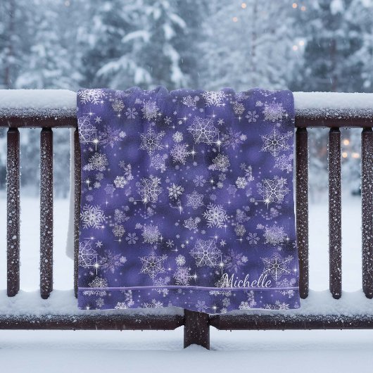 Hübsche Schneeflocken Pattern Violet ID846 Fleecedecke