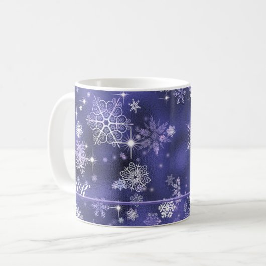 Hübsche Schneeflocken Pattern Violet ID846 Kaffeetasse (Vorderseite Links)