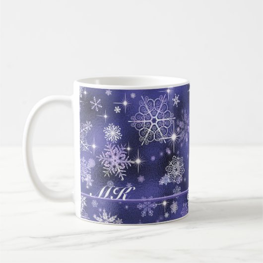 Hübsche Schneeflocken Pattern Violet ID846 Kaffeetasse (Links)