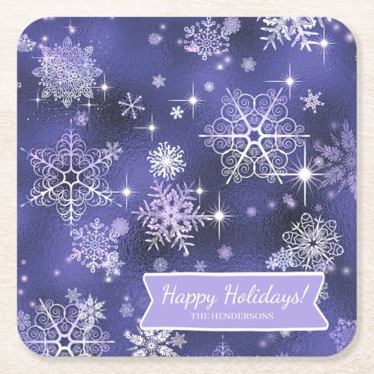 Hübsche Schneeflocken Pattern Violet ID846 Rechteckiger Pappuntersetzer (Vorderseite)