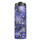 Hübsche Schneeflocken Pattern Violet ID846 Thermosbecher (Vorderseite)