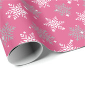Hübsche Schneeflocken und Glitzern - heiß rosa Wei Geschenkpapier (Rolleneckpunkt)