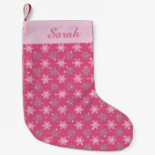 Hübsche Schneeflocken und Glitzern in rosa persona Kleiner Weihnachtsstrumpf (Vorderseite)