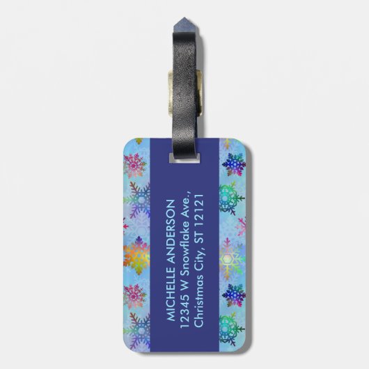Hübsche Schneeflocken Weihnachtsmuster Gepäckanhänger (Rückseite vertikal)