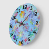 Hübsche Schneeflocken Weihnachtsmuster Große Wanduhr (Winkel)