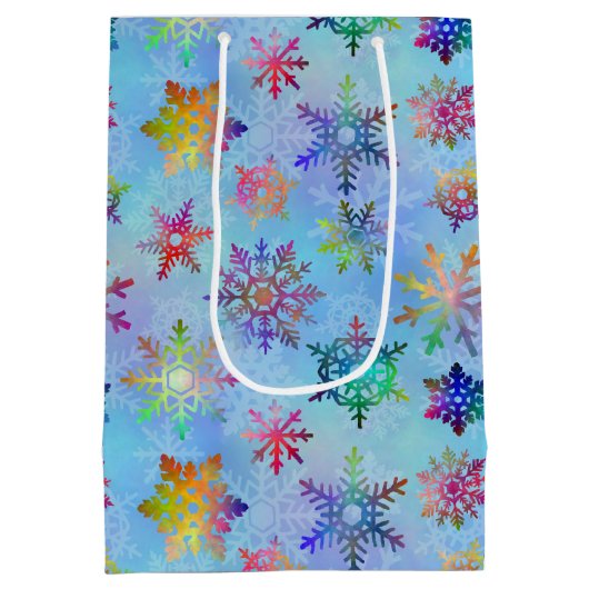 Hübsche Schneeflocken Weihnachtsmuster Mittlere Geschenktüte (Rückseite)