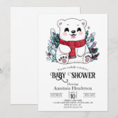 Hübsche Schneepolar-Bärendusche Einladung (Vorne/Hinten)