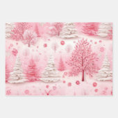 Hübsche Schneeszene Rosa Weihnachtsstadt Geschenkpapier Set (Vorderseite 3)