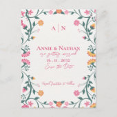 Hübsche schöne, gelb-rosa Blumengestelle Ankündigungspostkarte (Vorderseite)