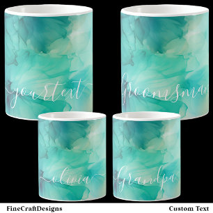 Hübsche Schrift Textvorlage Teal Grün Wasserfarbe Kaffeetasse