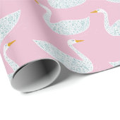 Hübsche Schwäne Rosa und Weiß Geschenkpapier (Rolleneckpunkt)