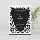 Hübsche Schwarz-Weiß-Art-Déco-Hochzeit Einladung (Stehend Vorderseite)