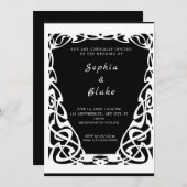 Hübsche Schwarz-Weiß-Art-Déco-Hochzeit Einladung (Vorne/Hinten)