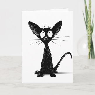 Hübsche Schwarz-Weiß-Katzenkatze Karte