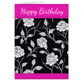 Hübsche Schwarz/Weiß-Rose-Grußkarte