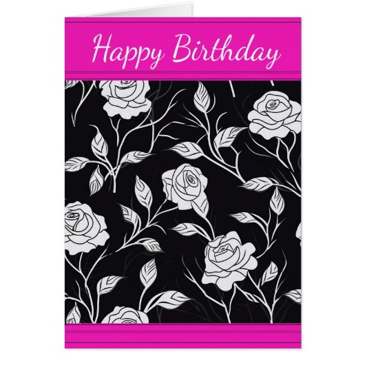 Hübsche Schwarz/Weiß-Rose-Grußkarte (Vorne)