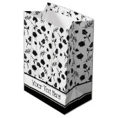 Hübsche Schwarz-Weiß-Rose Rosenknospe, Blumendruck Mittlere Geschenktüte (Vorderseite Schrägansicht)