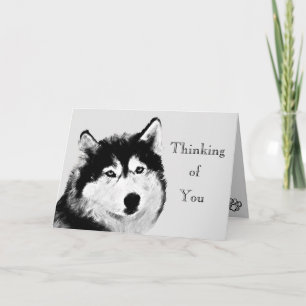 Hübsche Schwarz-weiße Husky-Grußkarte Karte